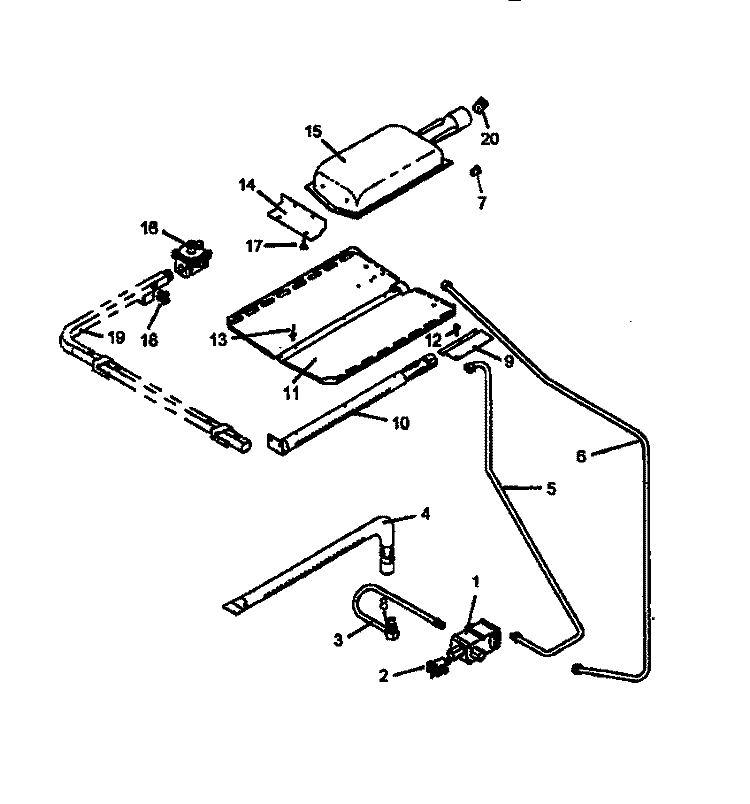 GAS COMPONENTS Diagram and Parts List for RSF3200W P1141264N Amana Range