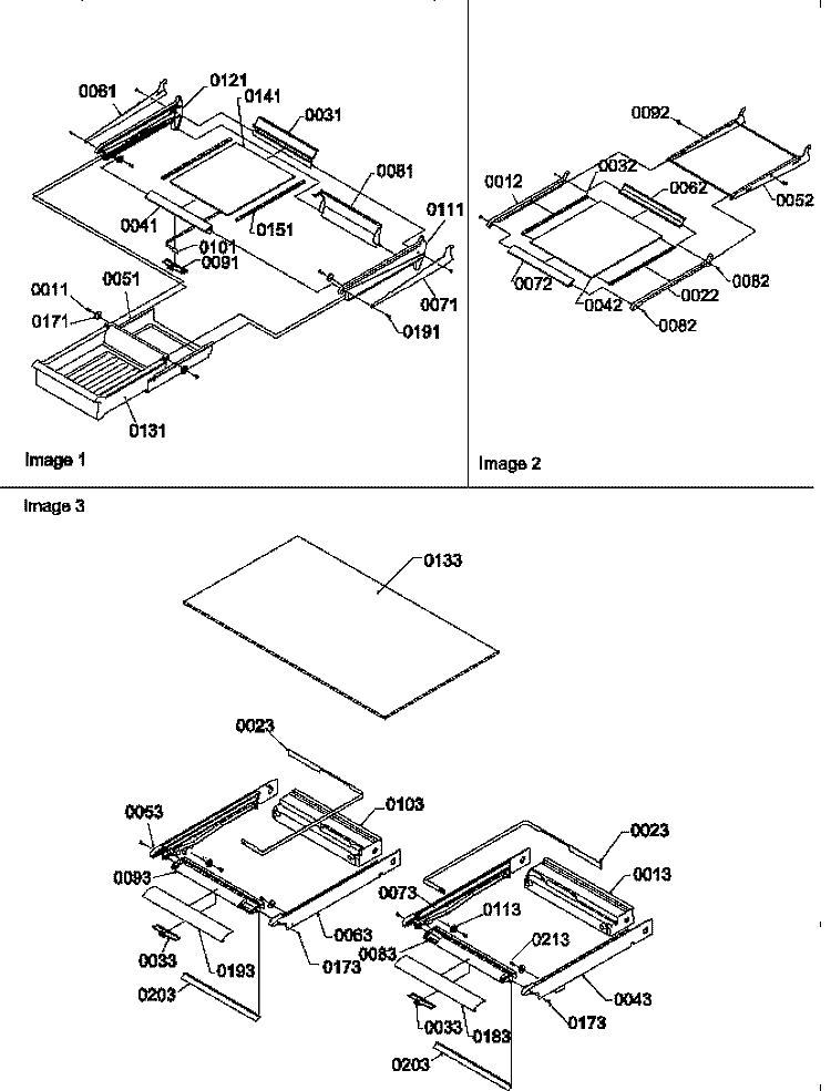 SHELVING ASSEMBLIES Diagram and Parts List for TR18VE P1307401W E Amana Refrigerator