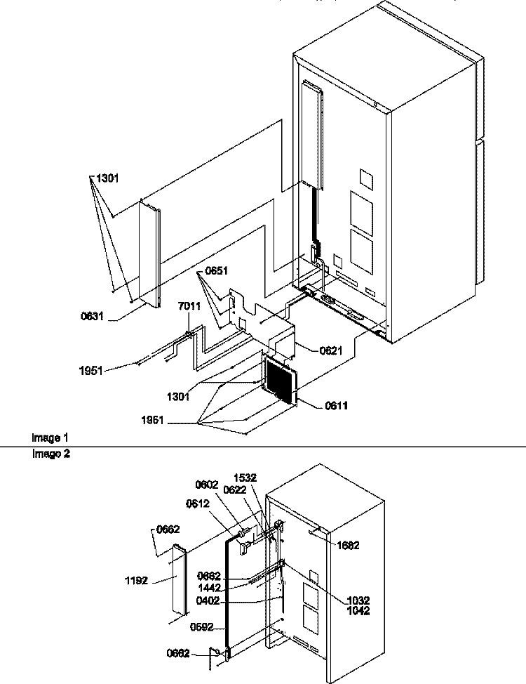 CABINET BACK Diagram and Parts List for TR18VE P1307401W E Amana Refrigerator
