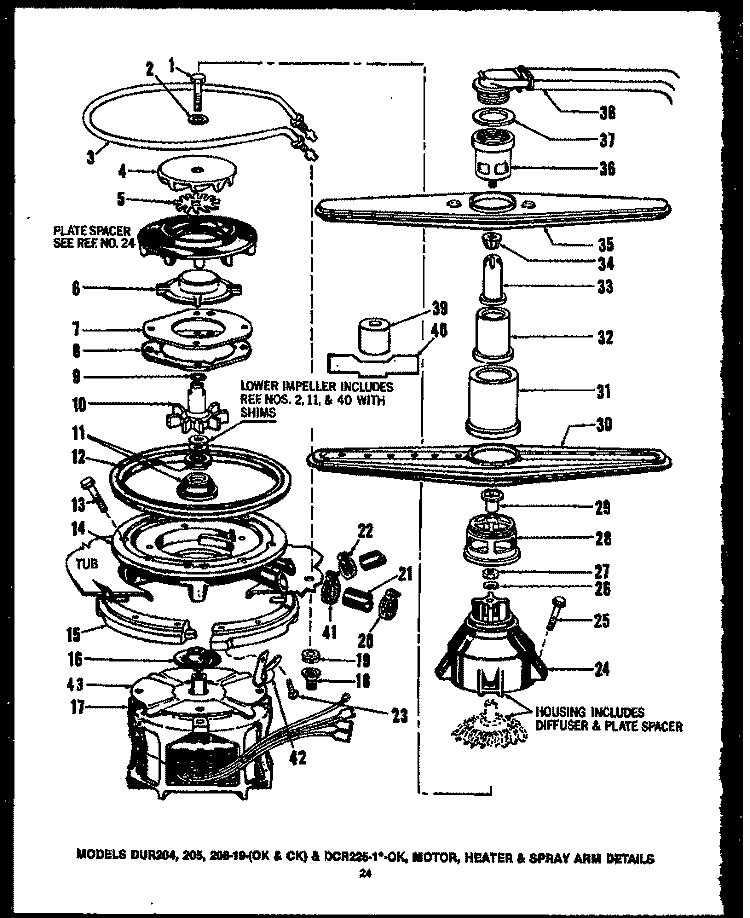 MOTOR Diagram and Parts List for DCR2251DOK  Amana Dishwasher