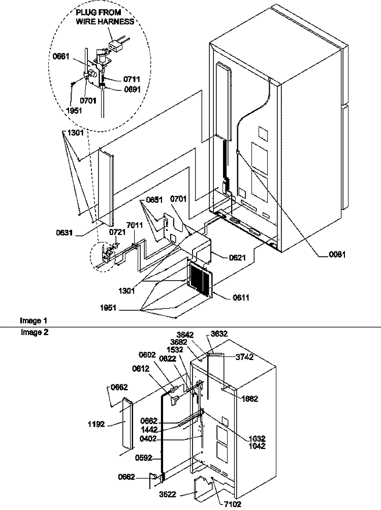 CABINET BACK Diagram and Parts List for TSI19TE P1306401W E Amana Refrigerator
