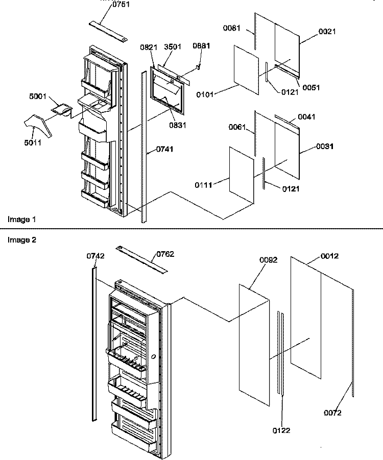 REF / FZ DOOR TRIM AND PANELS Diagram and Parts List for SRD20TPW P1190811W W Amana Refrigerator