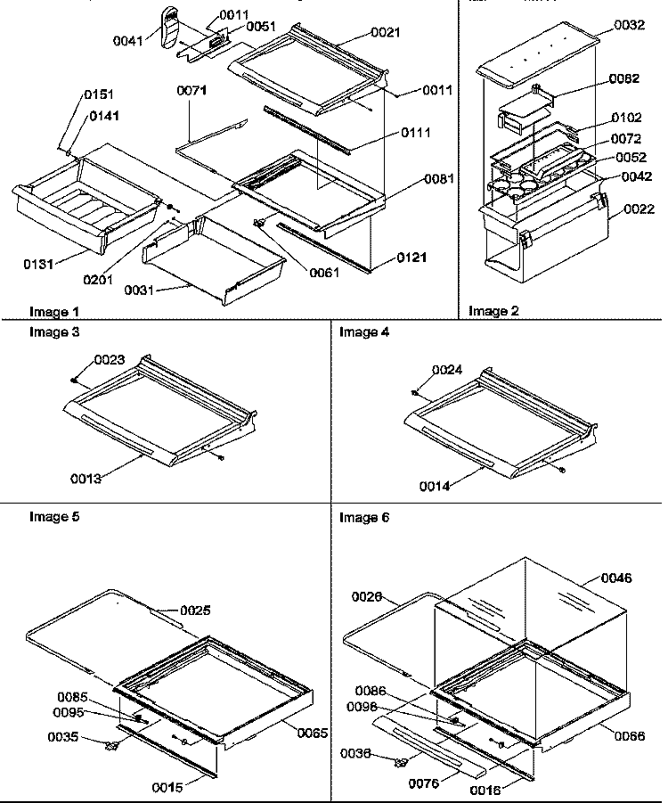 DELI, SHELF, AND CRISPER ASSEMBLIES Diagram and Parts List for SRD22TPW P1190307W W Amana Refrigerator