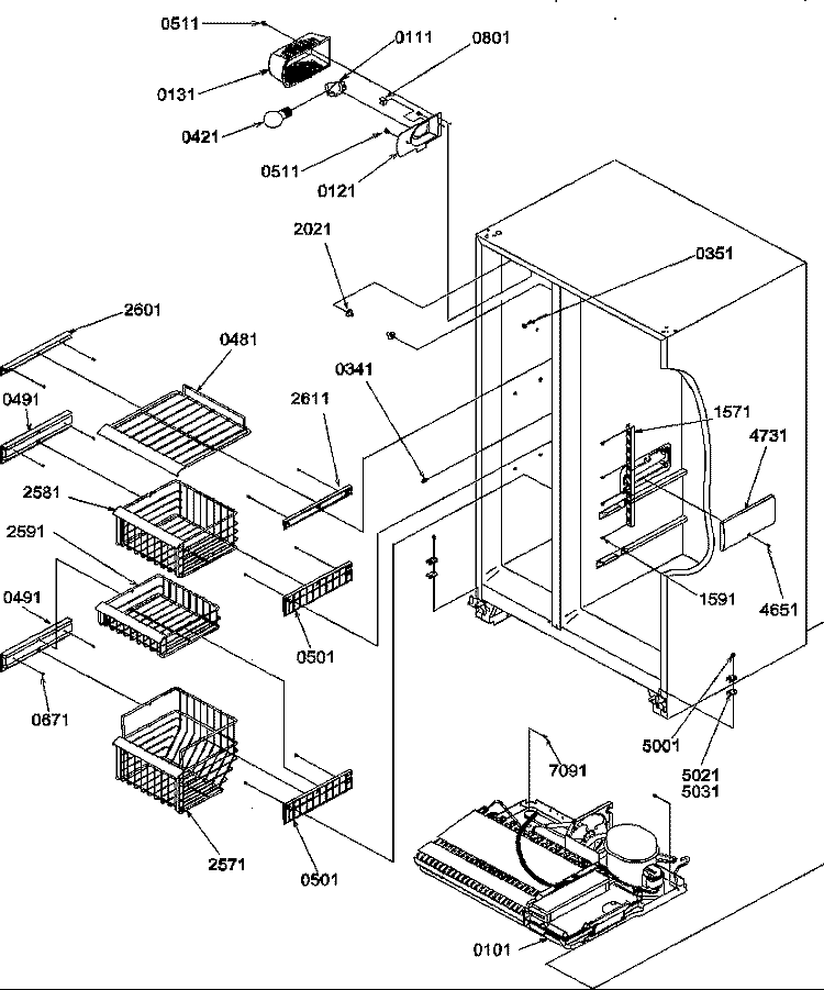 FZ SHELVES AND LIGHT Diagram and Parts List for SRD22TPW P1190307W W Amana Refrigerator