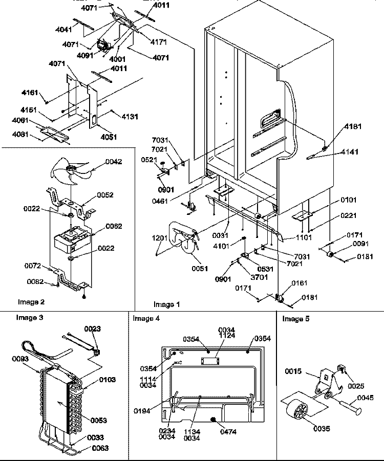 DRAIN SYSTEM, ROLLERS, AND EVAP ASSY Diagram and Parts List for SRD22TPW P1190307W W Amana Refrigerator