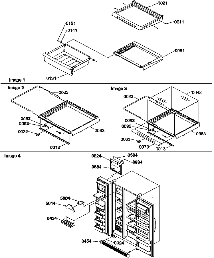 SHELVES, DELI, CRISPER ASSY & TOE GRILLE Diagram and Parts List for SXD322S2L P1305702W L Amana Refrigerator