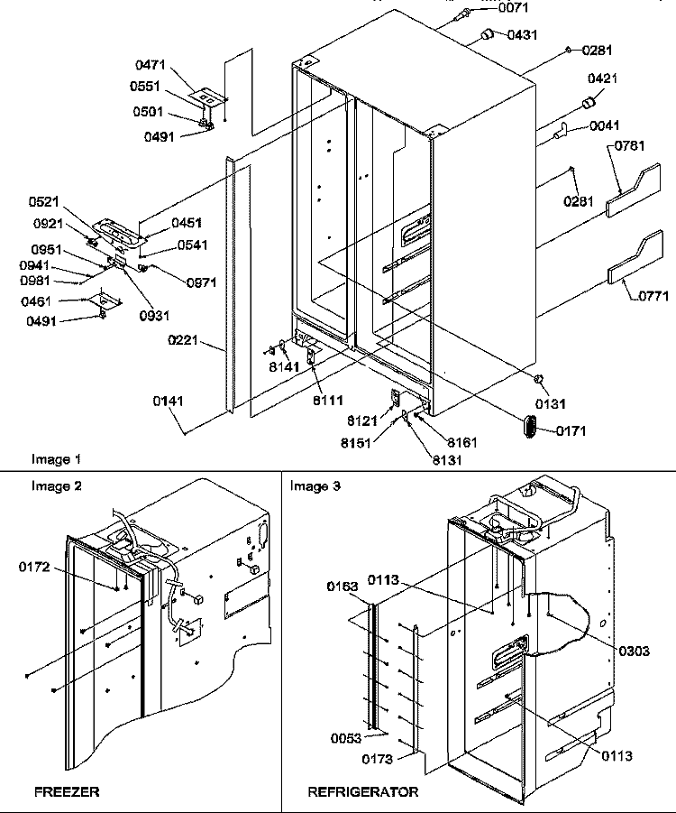 CABINET PARTS Diagram and Parts List for SXD322S2L P1305702W L Amana Refrigerator