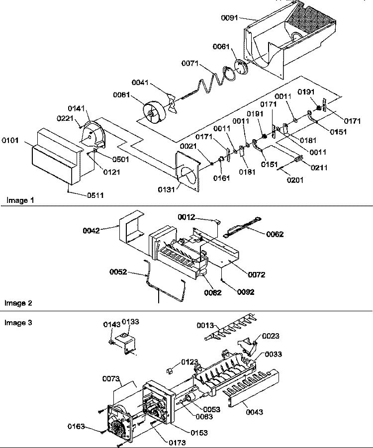 ICE BUCKET AUGER, IM ASSY, & IM PARTS Diagram and Parts List for SXD322S2L P1305702W L Amana Refrigerator