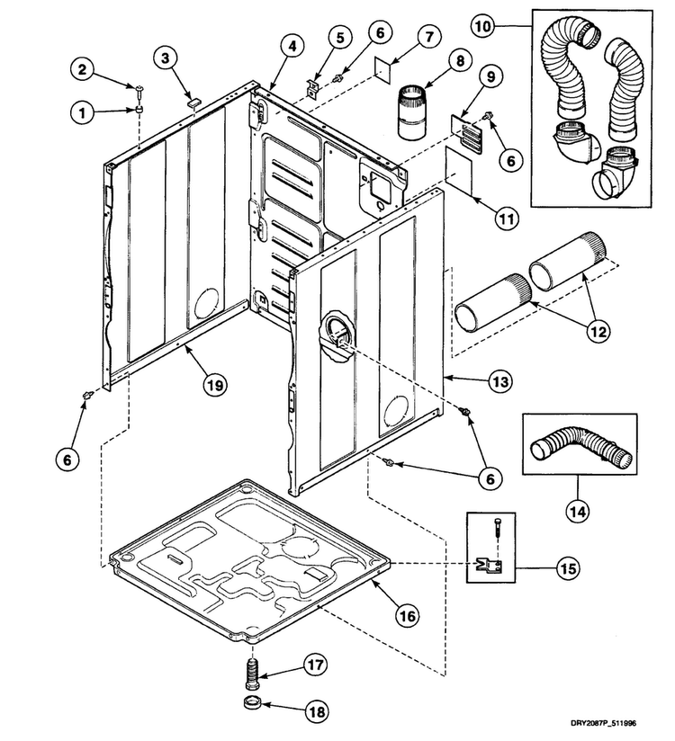 Cabinet Assy Diagram and Parts List for SSE107LF1724  Speed Queen Dryer