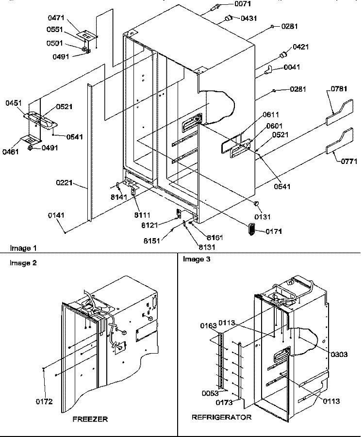 CABINET PARTS Diagram and Parts List for SRD27TPSE P1190313W E Amana Refrigerator