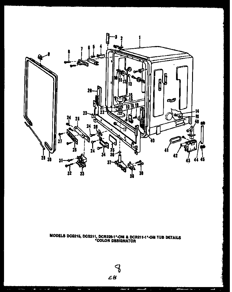 Page 4 Diagram and Parts List for DCR2251WOM DCR22501WOM Amana Dishwasher
