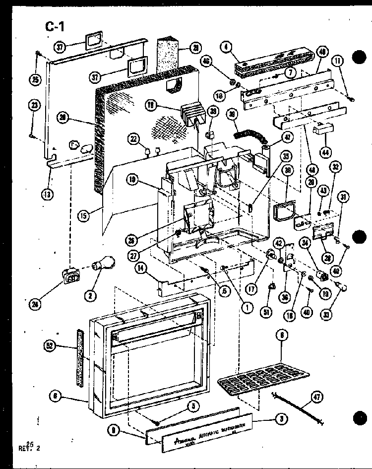 Facade Assembly Diagram and Parts List for SRI19F-1-A-P75400-6WA  Amana Refrigerator