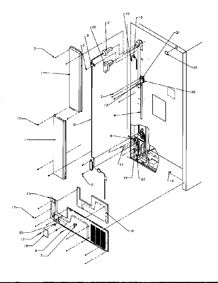 Cabinet Back Diagram and Parts List for TR22S4-P1196201WL  Amana Refrigerator