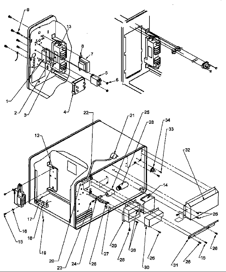 FRONT / BACK PANEL Diagram and Parts List for EF73A1 P4020007701 Menumaster Microwave