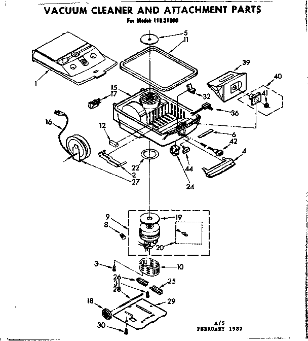 Base Assembly Diagram and Parts List for 11621600  Kenmore Canister Vacuum