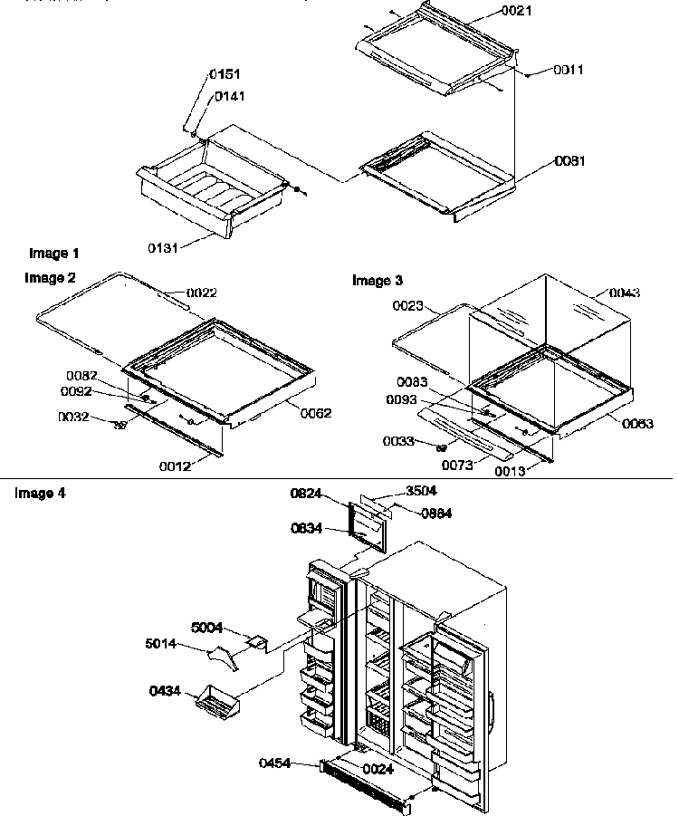 Shelves, Deli, Crisper Assemblies And Toe Grille Diagram and Parts List for SXD322S2L-P1305702WL  Amana Refrigerator