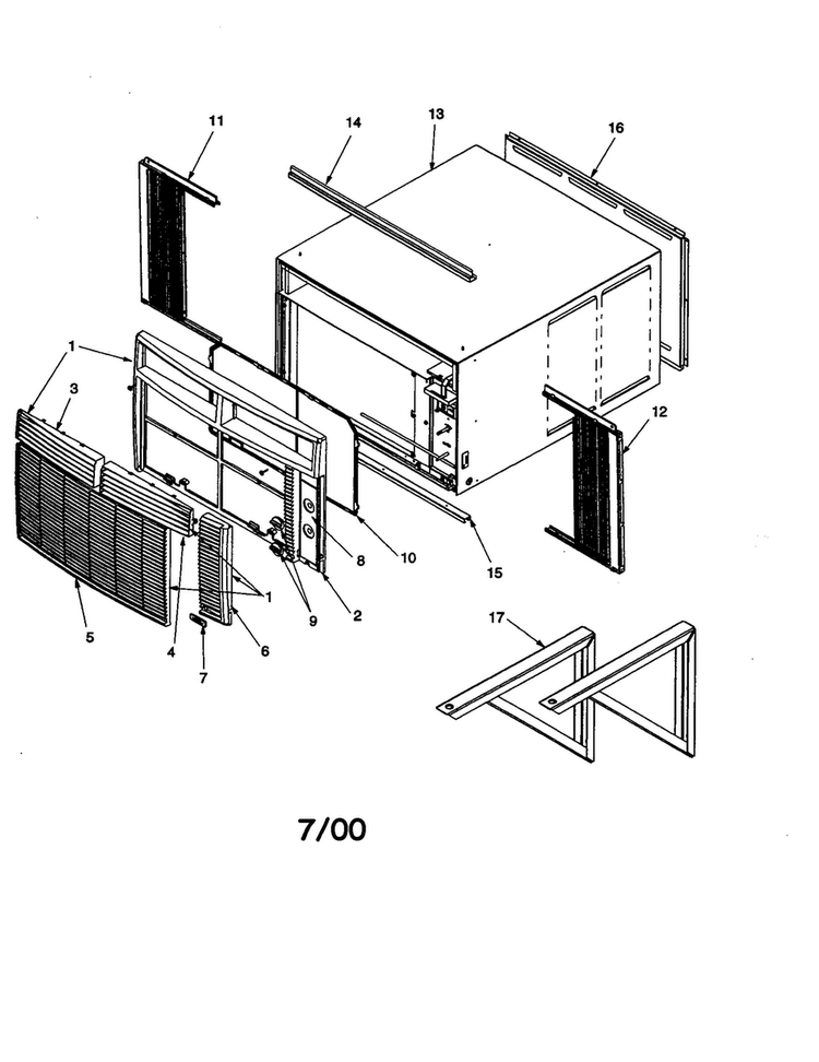 Outer Case Assembly Diagram and Parts List for RC12010C1D REV A Amana Air Conditioner