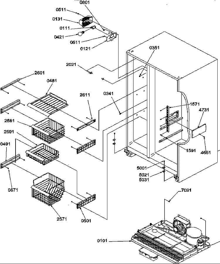 FZ SHELVES AND LIGHT Diagram and Parts List for SRDE27TPSE P1190604W E Amana Refrigerator