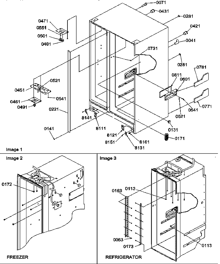 CABINET PARTS Diagram and Parts List for SRDE27TPSE P1190604W E Amana Refrigerator