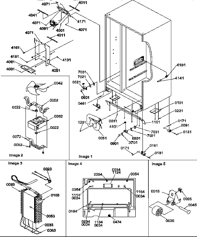 DRAIN SYSTEM, ROLLERS, AND EVAP ASSY Diagram and Parts List for SRDE27TPSE P1190604W E Amana Refrigerator