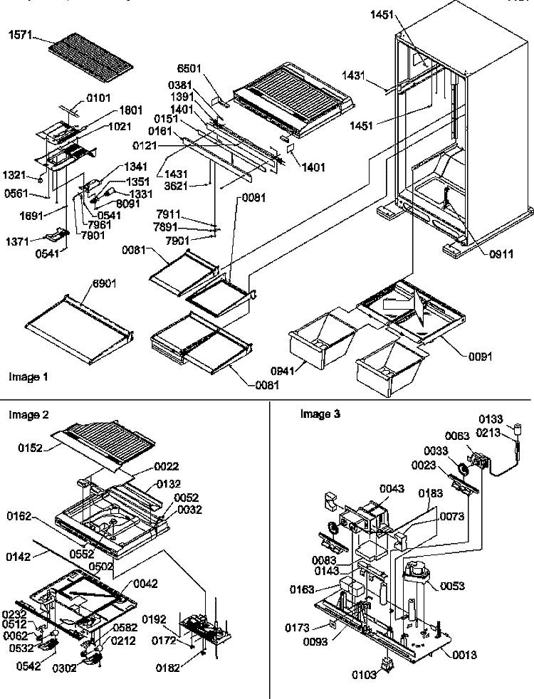 INTERIOR CABINET AND DRAIN BLOCK ASSY Diagram and Parts List for TR518ITWW P1183711W W Amana Refrigerator