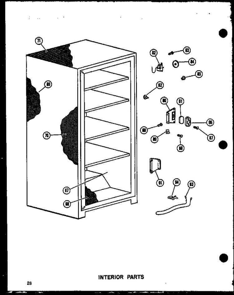 Interior Parts Diagram and Parts List for EU13K-AG P60250-6WG Amana Freezer