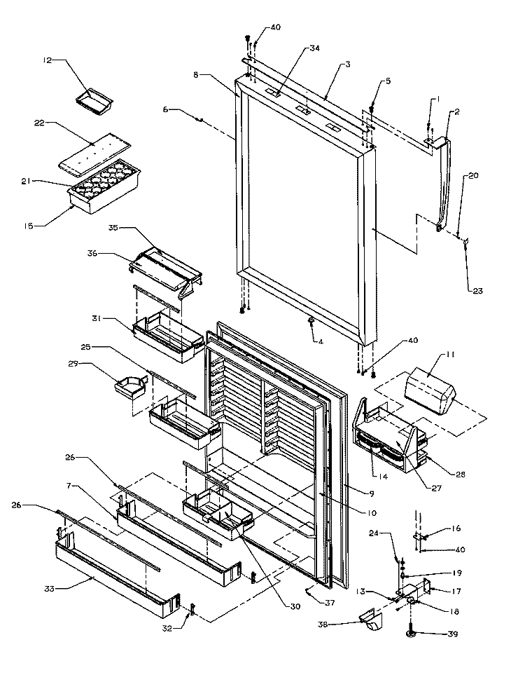REF DOOR Diagram and Parts List for TP22R3E P1181603W E Amana Refrigerator