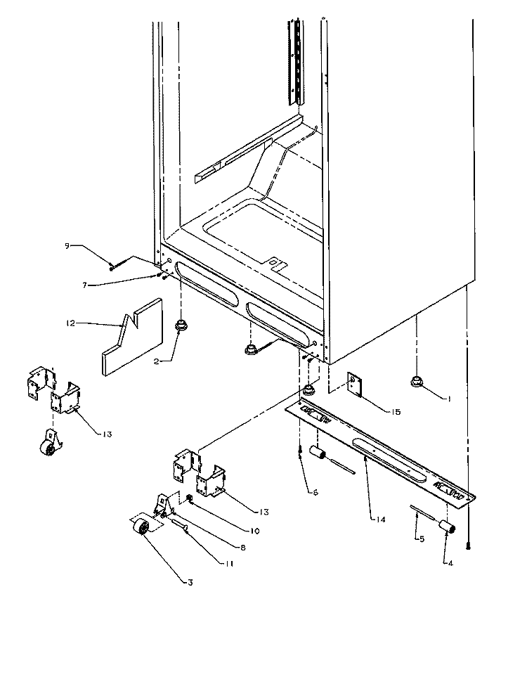 CABINET BOTTOM Diagram and Parts List for TP21A3E P1181503W E Amana Refrigerator
