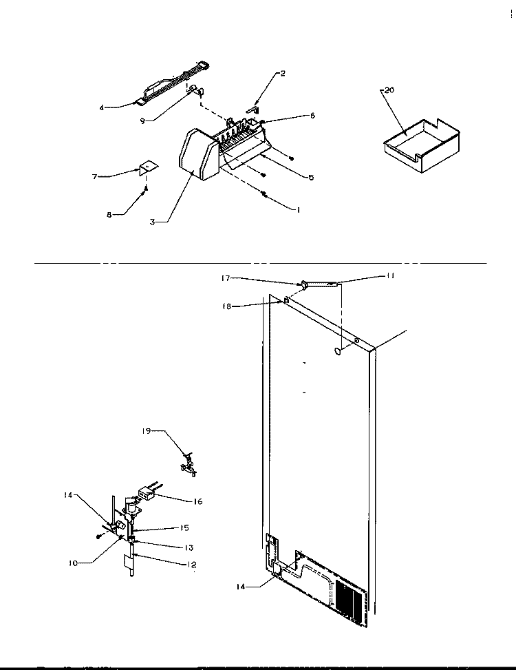 FACTORY INSTALLED ICE MAKER Diagram and Parts List for TPI21A3E P1182005W E Amana Refrigerator