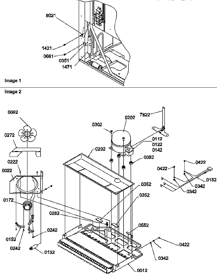 MACHINE COMPARTMENT Diagram and Parts List for TR525SW P1182804W W Amana Refrigerator