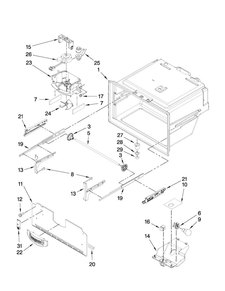 Freezer Liner Parts Diagram and Parts List for MFI2665XEB6  Maytag Refrigerator