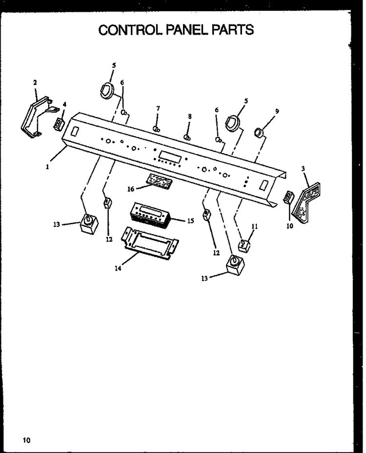 Control Panel Parts Diagram and Parts List for XST209-2W P1133345NW Amana Range