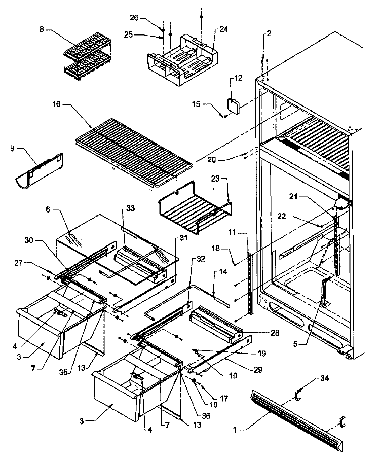 CABINET SHELVING Diagram and Parts List for TX19S3W P1195901W W Amana Refrigerator