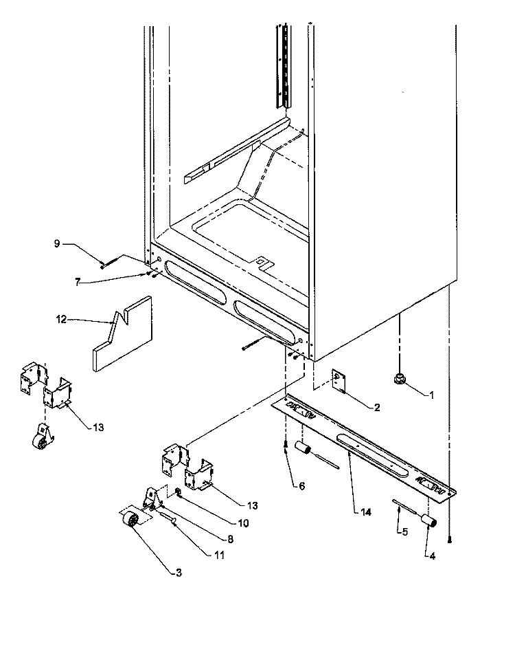 CABINET BOTTOM Diagram and Parts List for TH21S3W P1195601W W Amana Refrigerator