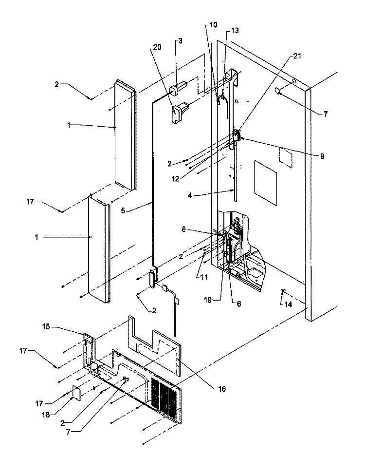 CABINET BACK Diagram and Parts List for TH21S3W P1195601W W Amana Refrigerator