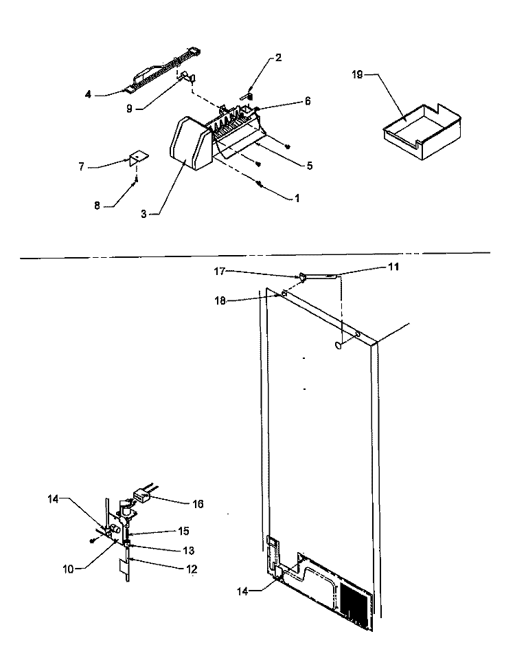 FACTORY INSTALLED ICE MAKER Diagram and Parts List for THI21S3L P1194701W L Amana Refrigerator