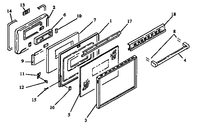 OVEN DOOR Diagram and Parts List for AGS746WW P1130746NWW Amana Range