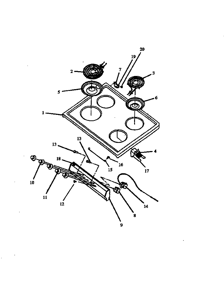 MAIN TOP ASSY Diagram and Parts List for SBC24FX0 P1142372N W Amana Range