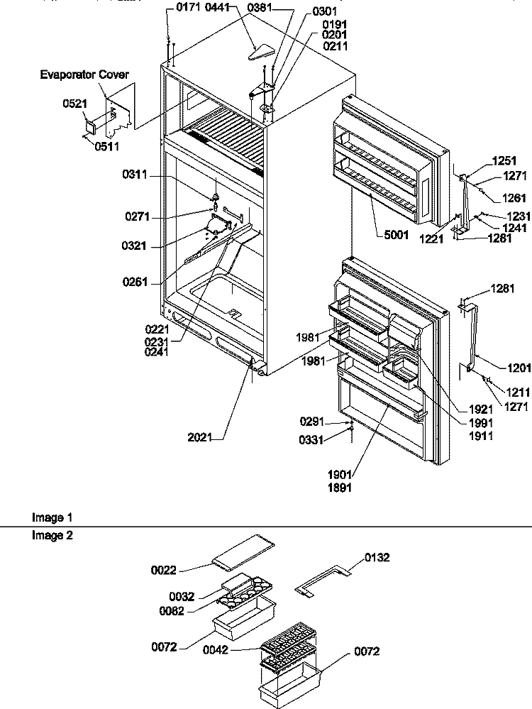 DOOR, HINGES AND ACCESSORIES Diagram and Parts List for TG21VW P1301803W W Amana Refrigerator