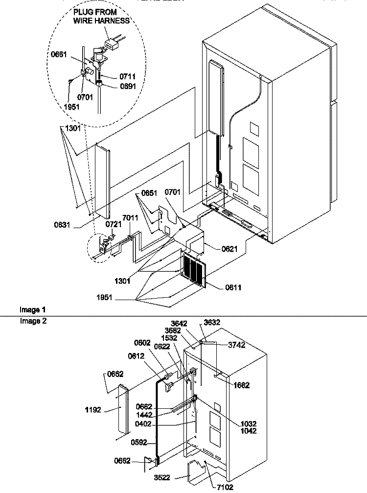 CABINET BACK Diagram and Parts List for TG21VW P1301803W W Amana Refrigerator
