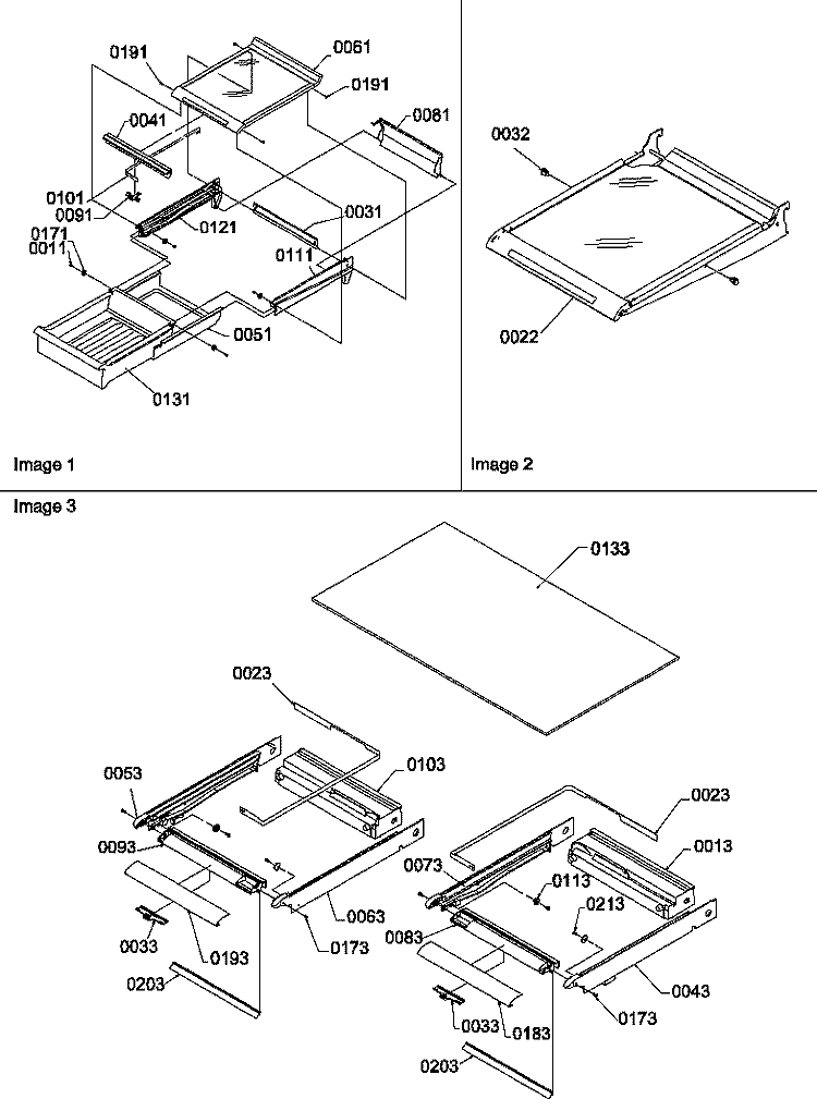 SHELVING ASSEMBLIES Diagram and Parts List for TR21VE P1309401W E Amana Refrigerator