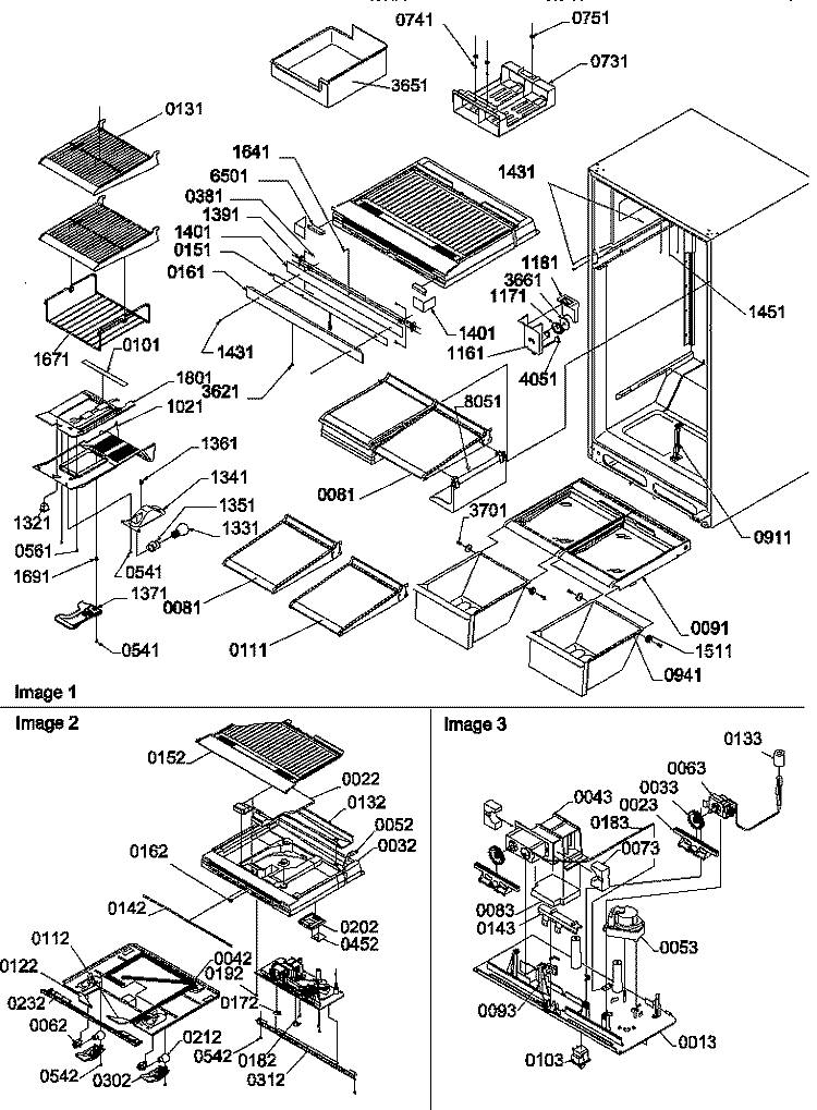 INTERIOR CABINET AND DRAIN BLOCK ASSY Diagram and Parts List for TR25VL P1196404W L Amana Refrigerator
