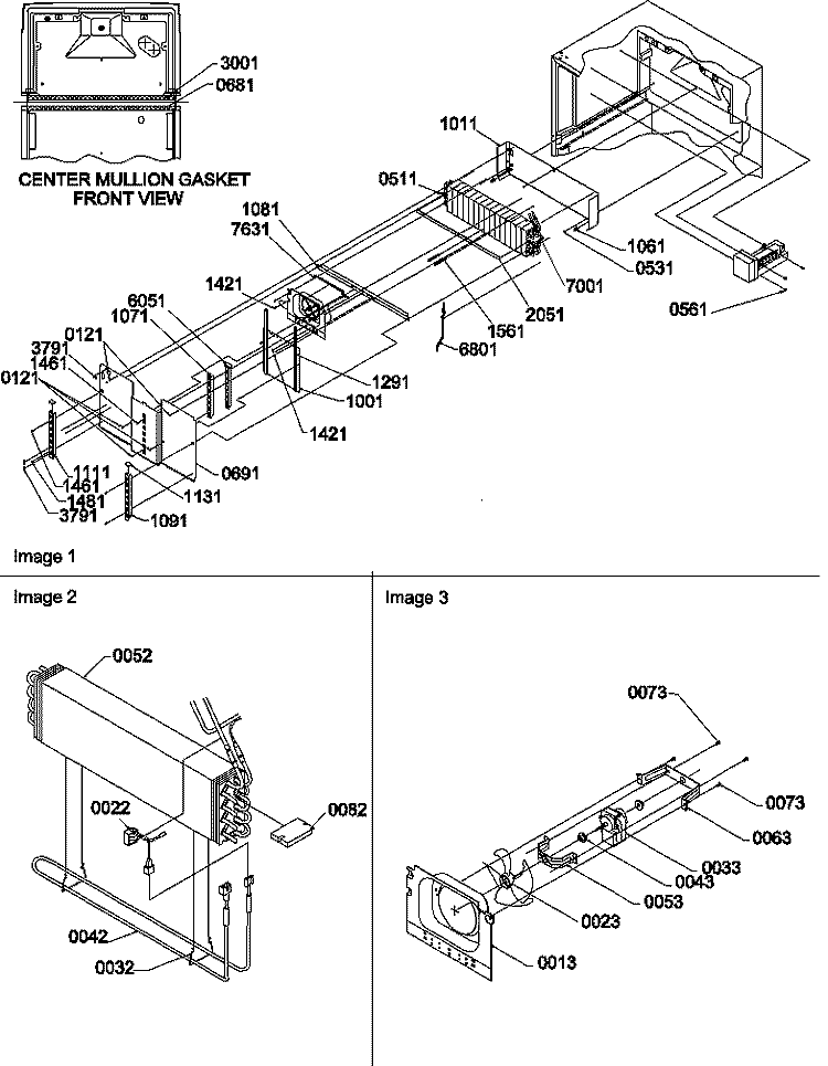 EVAP AND FAN MOTOR ASSEMBLIES Diagram and Parts List for TR25VL P1196404W L Amana Refrigerator