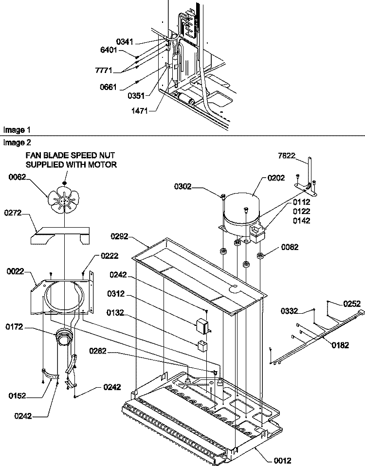 MACHINE COMPARTMENT Diagram and Parts List for TR25VL P1196404W L Amana Refrigerator