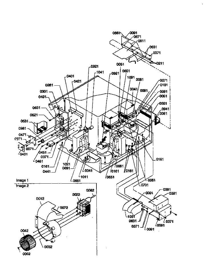 ELEC COMPONENTS & BLOWER ASSEMBLIES Diagram and Parts List for FSP11LW P1185805M Menumaster Microwave