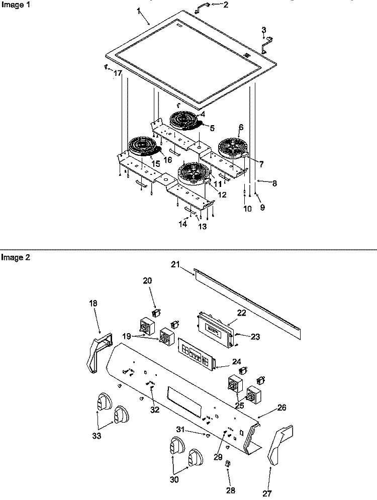 MAIN TOP & CONTROL PANEL Diagram and Parts List for ZRHSC8750E P1130655N E Amana Range