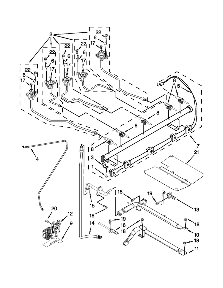 Manifold Parts Diagram and Parts List for MGR8674AW1  Maytag Range