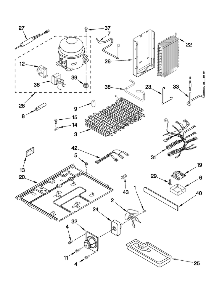 Unit Parts Diagram and Parts List for JCD2395WES02  Jenn-Air Refrigerator