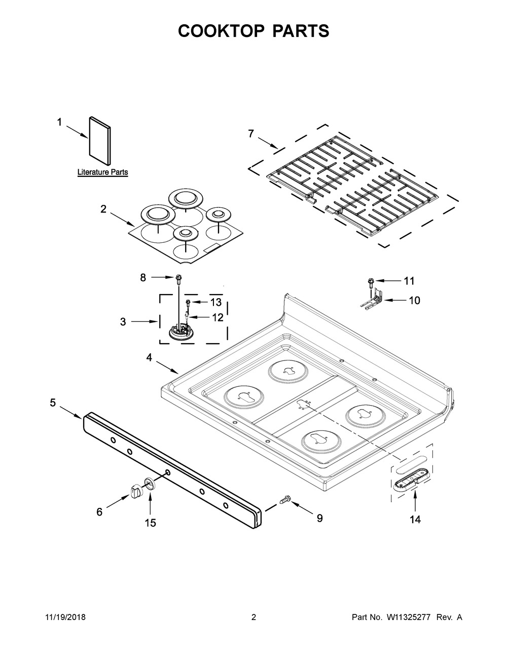 Cooktop Parts Diagram and Parts List for MGR6600FW1  Maytag Range
