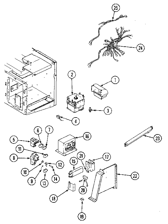 Internal Controls Diagram and Parts List for M436W  Jenn-Air Microwave